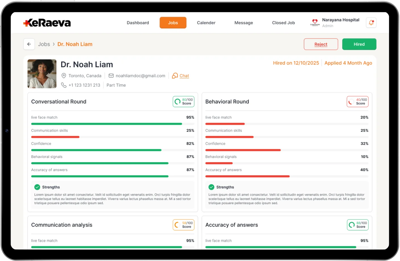 KeRaeva AI interview scorecard with conversational and behavioural round scores